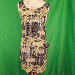 Tropical Print Sleeveless Dress